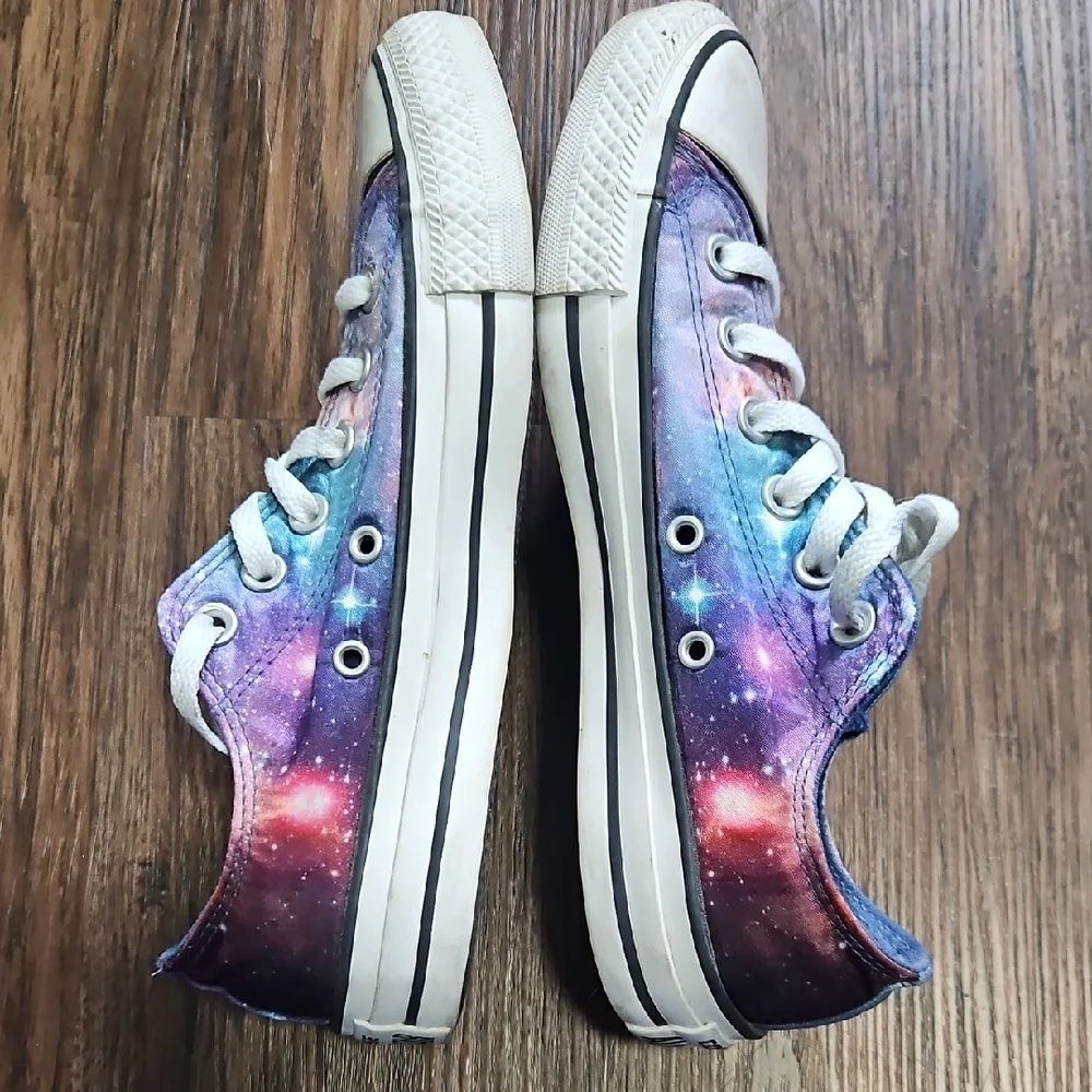 Converse All Star Galaxy Print Low Top Sneakers Womens 7 / Mens 5 Purple Space - Picture 7 of 12